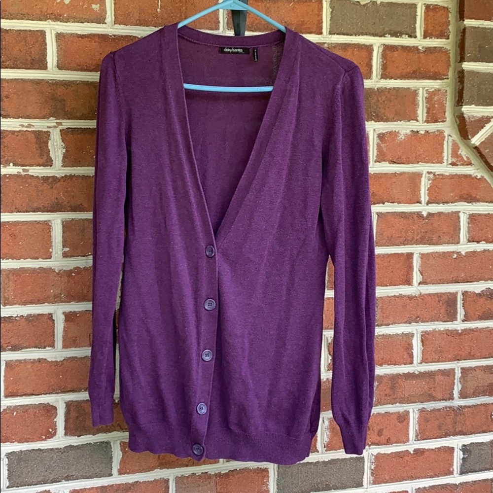 Daisy Fuentes Purple Cardigan Sweater Size Small